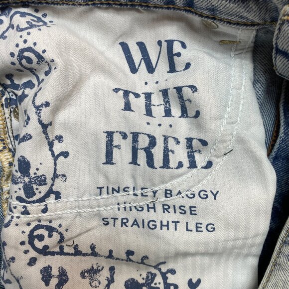 We The Free Jeans Womens 30 Blue Wide Leg High Rise Denim Distressed - Picture 5 of 11
